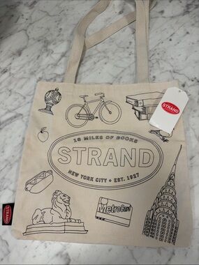 Strand Canvas Tote Bag - Natural with Black Print